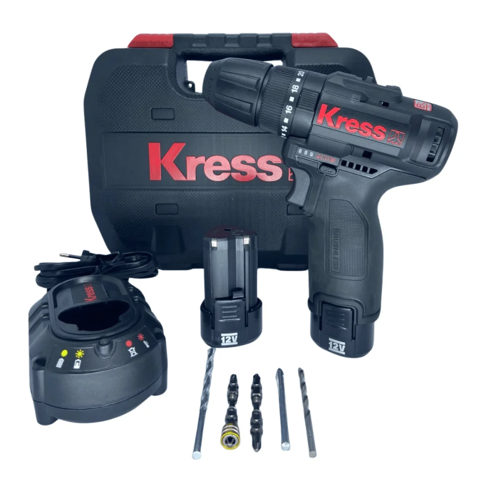 Parafusadeira Furadeira 12V 10mm 2 Baterias Brushless Motor KUC11 Kress