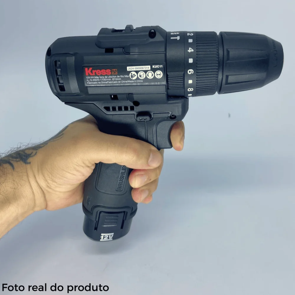 Parafusadeira Furadeira 12V 10mm 2 Baterias Brushless Motor KUC11 Kress