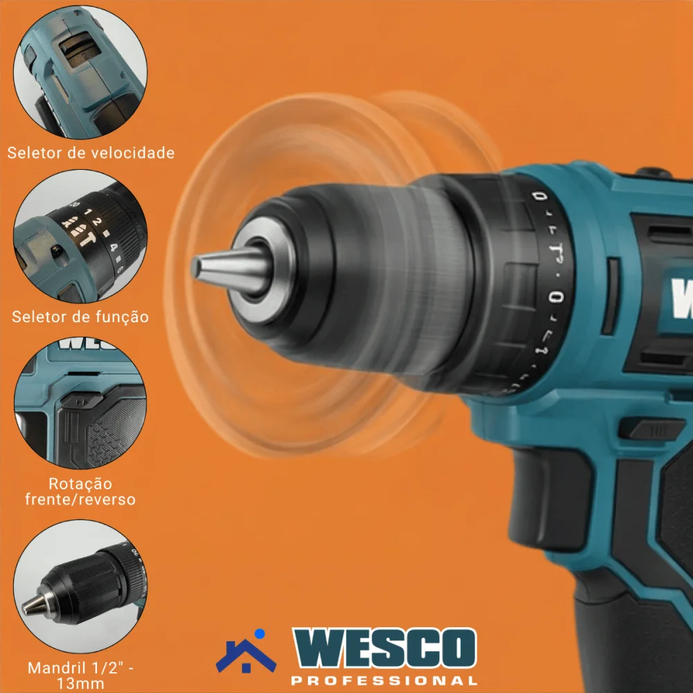 Parafusadeira Furadeira De Impacto 18V 2 Baterias WS2390K2 Wesco