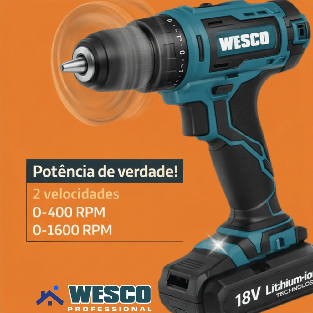 Parafusadeira Furadeira De Impacto 18V 2 Baterias WS2390K2 Wesco