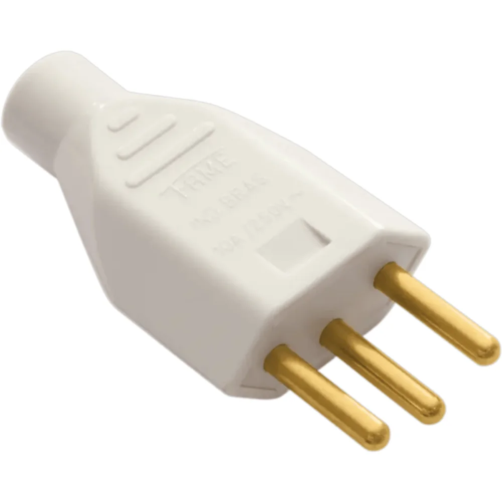 Plug 2P+T Juncão Macho 10A/250v Cinza Ref 1729 Fame