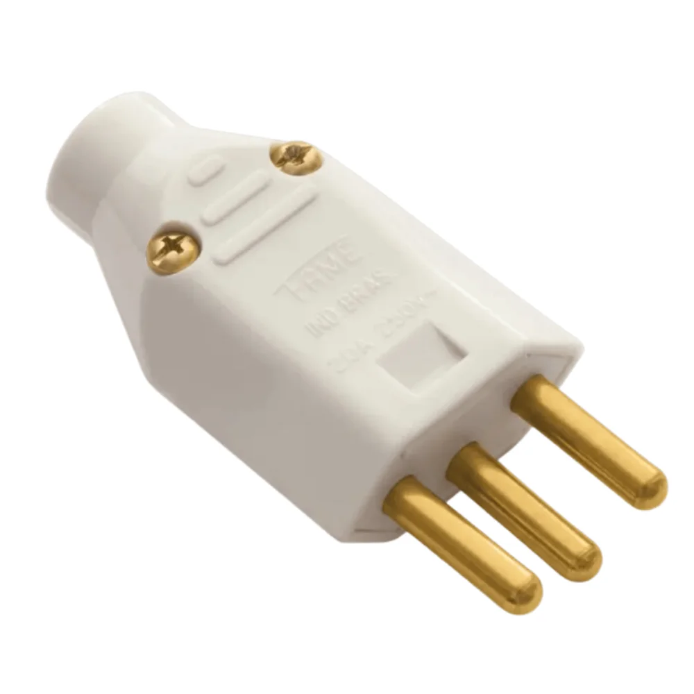 Plug 2P+T Juncão Macho 20A/250v Cinza Ref 1730 Fame