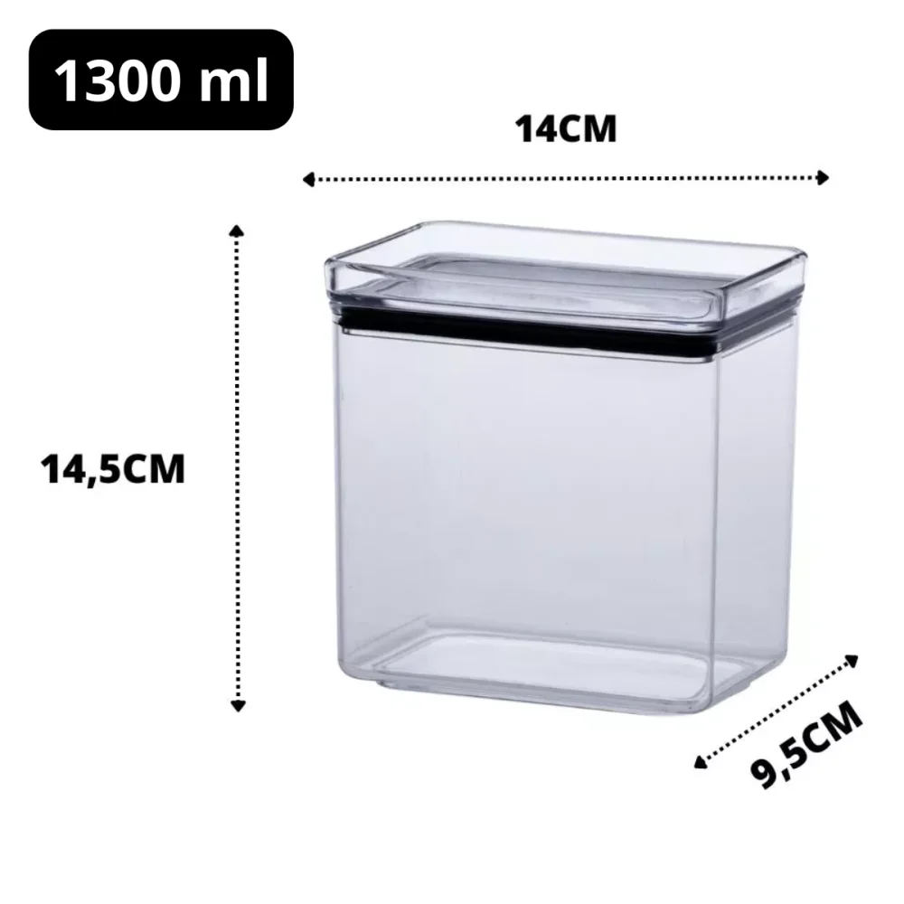 Pote Hermético Retangular Lumini 1.300ml Paramount