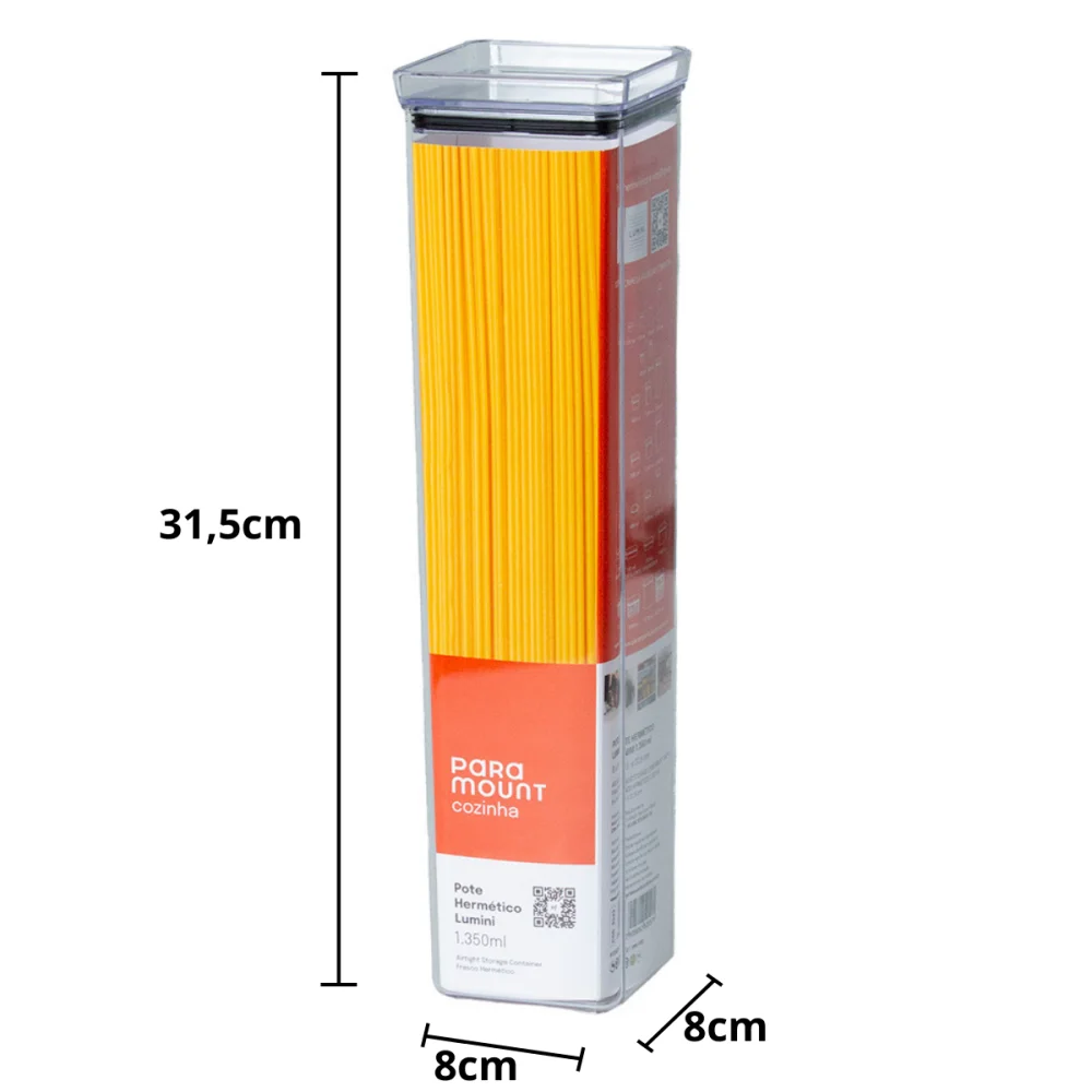Pote Hermético Porta Macarrão 1350ml Lumini Paramount