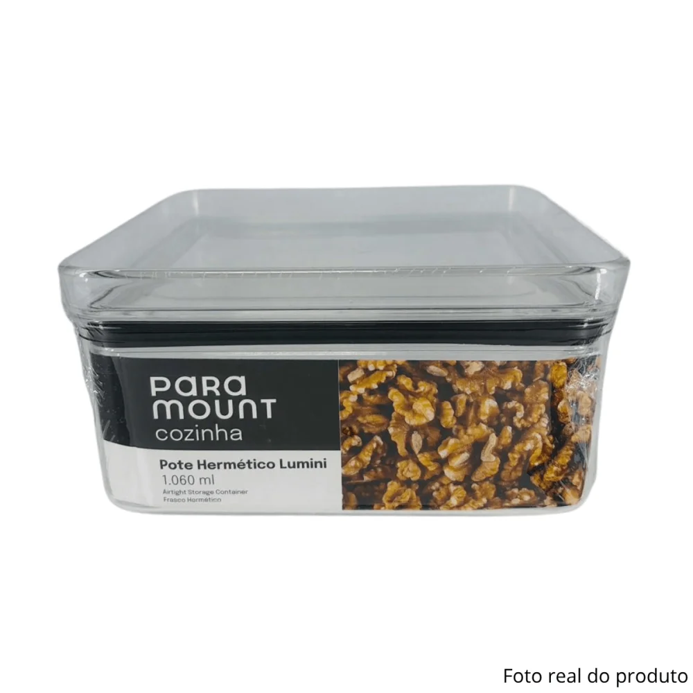Pote Hermético Quadrado 1.060ml Lumini Cristal Paramount