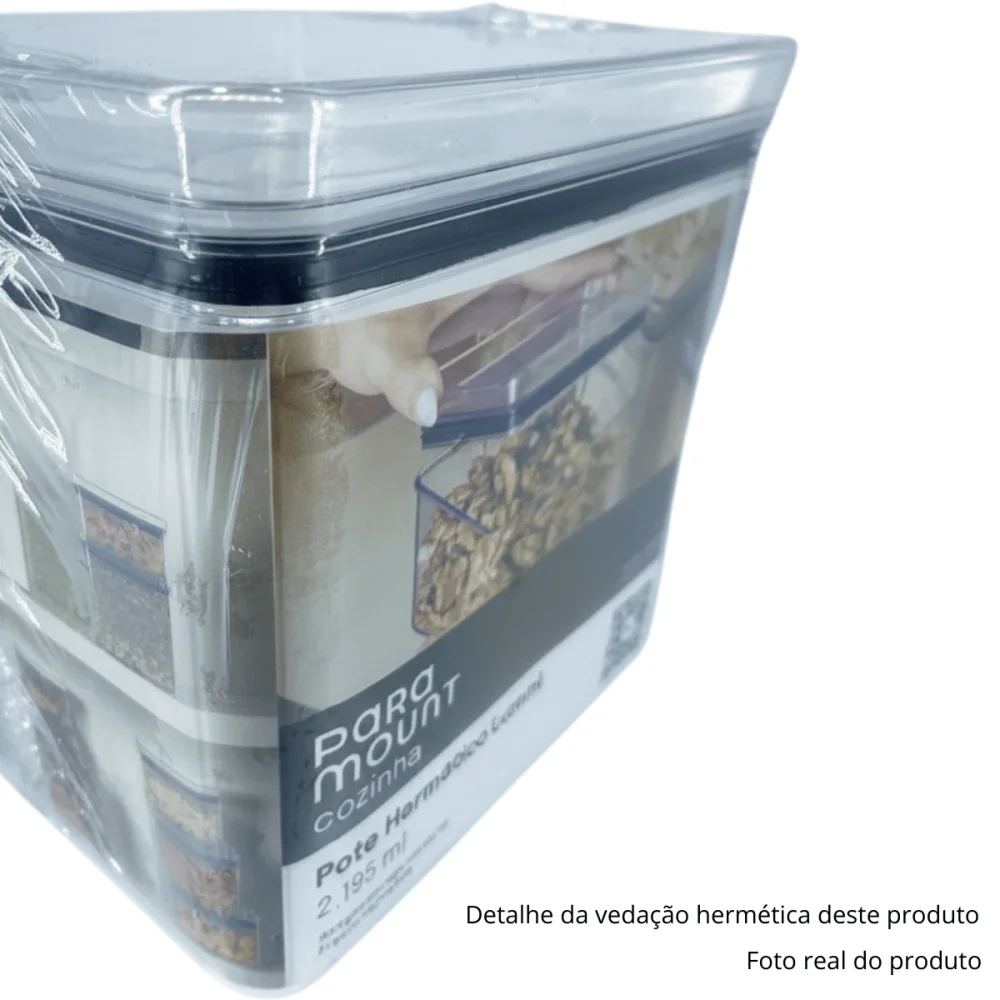 Pote Hermético Quadrado 2.195ml Lumini Cristal Paramount