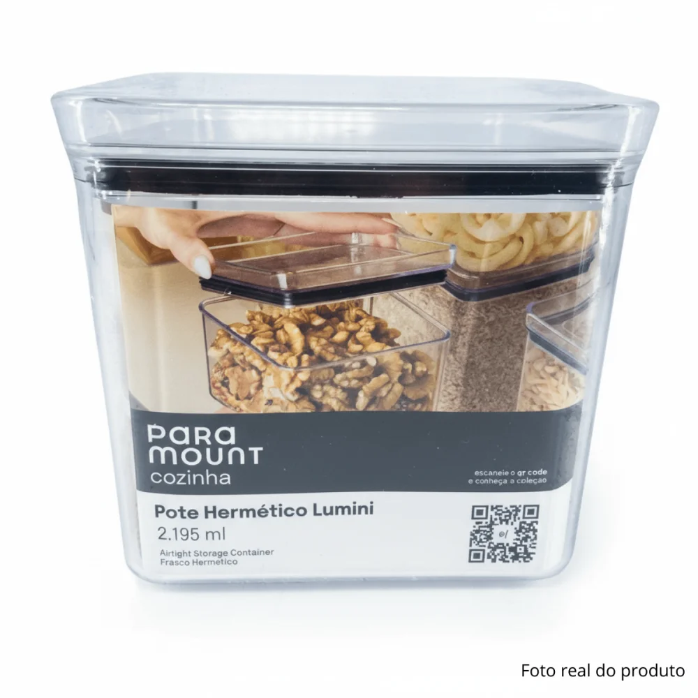 Pote Hermético Quadrado 2.195ml Lumini Cristal Paramount