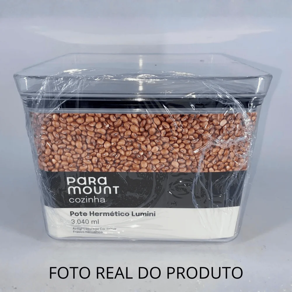 Pote Hermético Quadrado 3.040ml Lumini Cristal Paramount