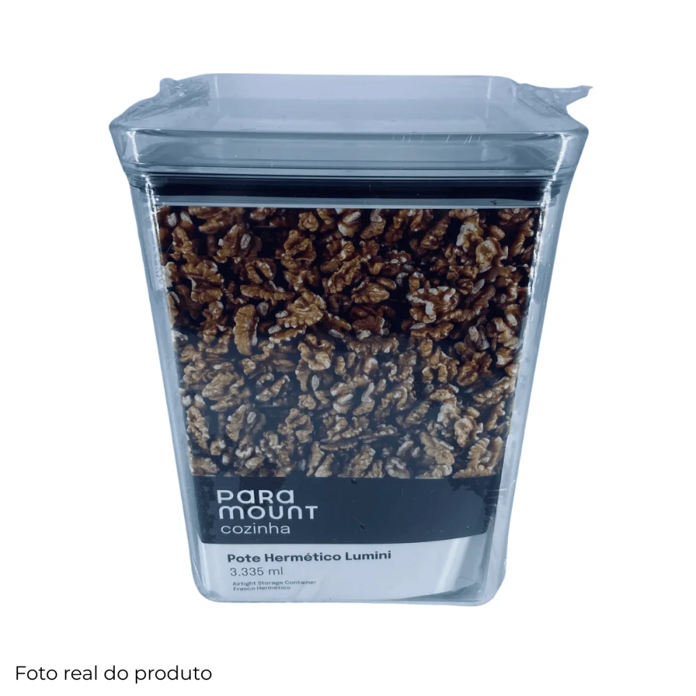 Pote Hermético Quadrado 3.335ml Lumini Cristal Paramount