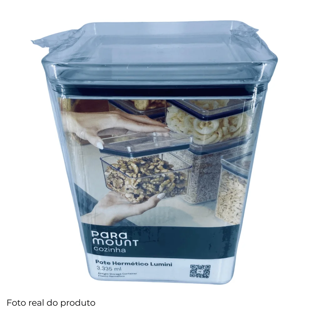 Pote Hermético Quadrado 3.335ml Lumini Cristal Paramount