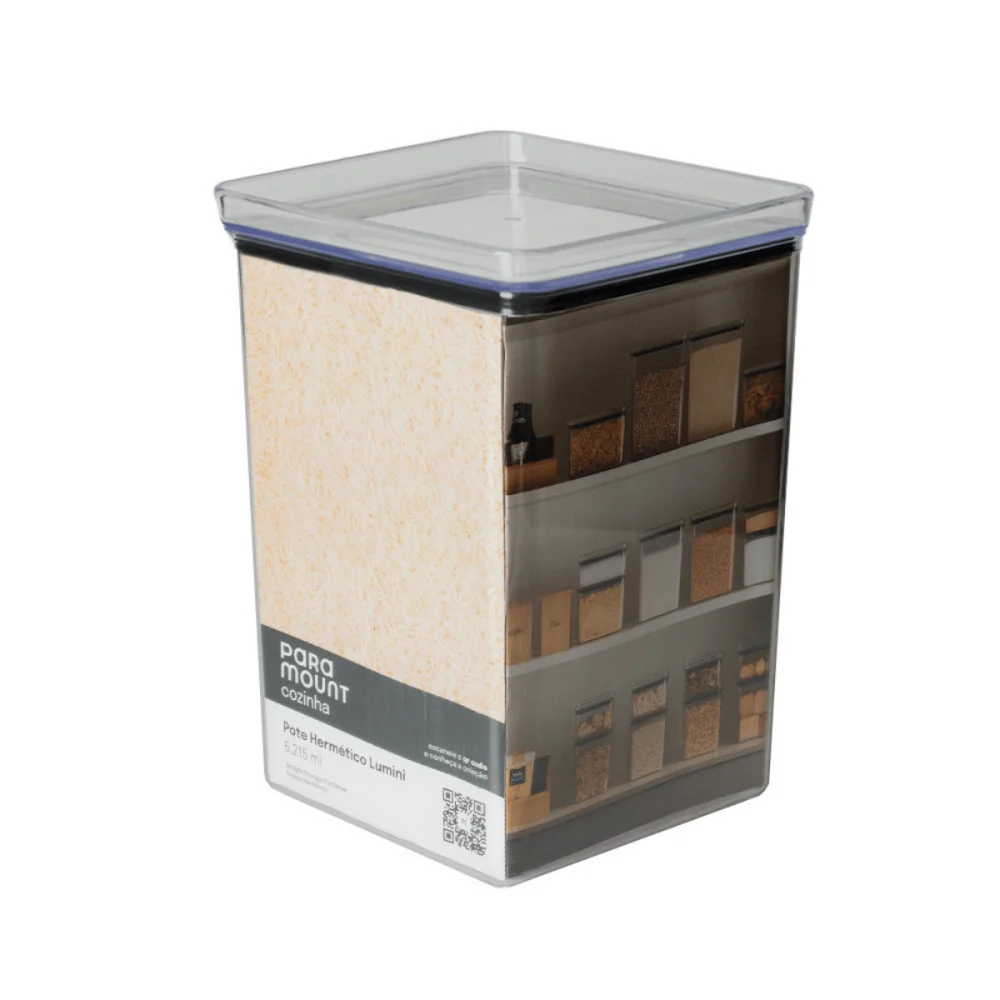 Pote Hermético Quadrado 6.215ml Lumini Cristal Paramount