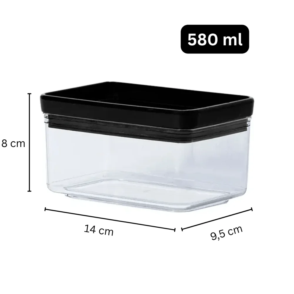 Pote Hermético Retangular Lumini Black 580ml Paramount