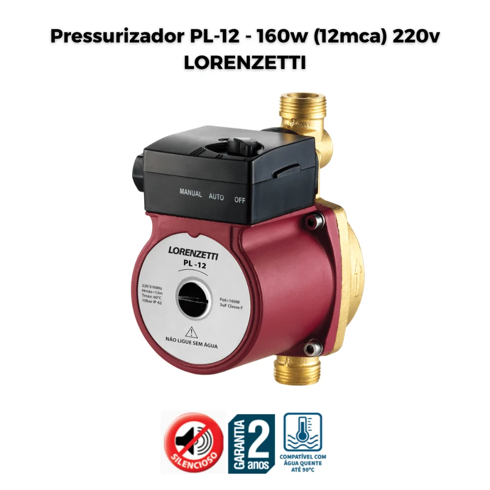 Pressurizador de Água PL12 160W 12mca Lorenzetti 220v