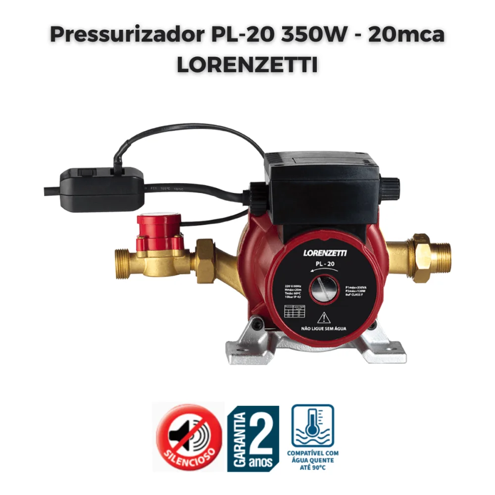 Pressurizador de Água PL20 350W 20mca Lorenzetti 220v