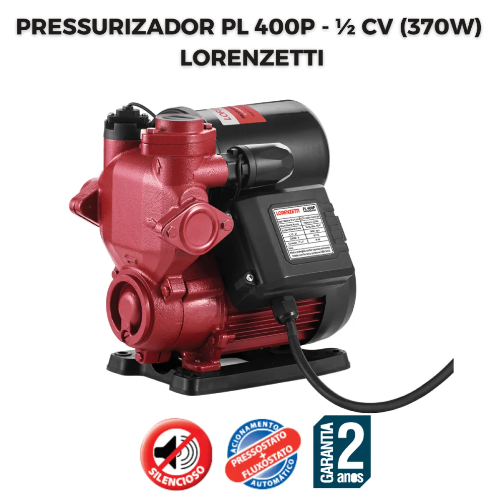 Pressurizador de Água PL400 P Lorenzetti 40mca Bivolt