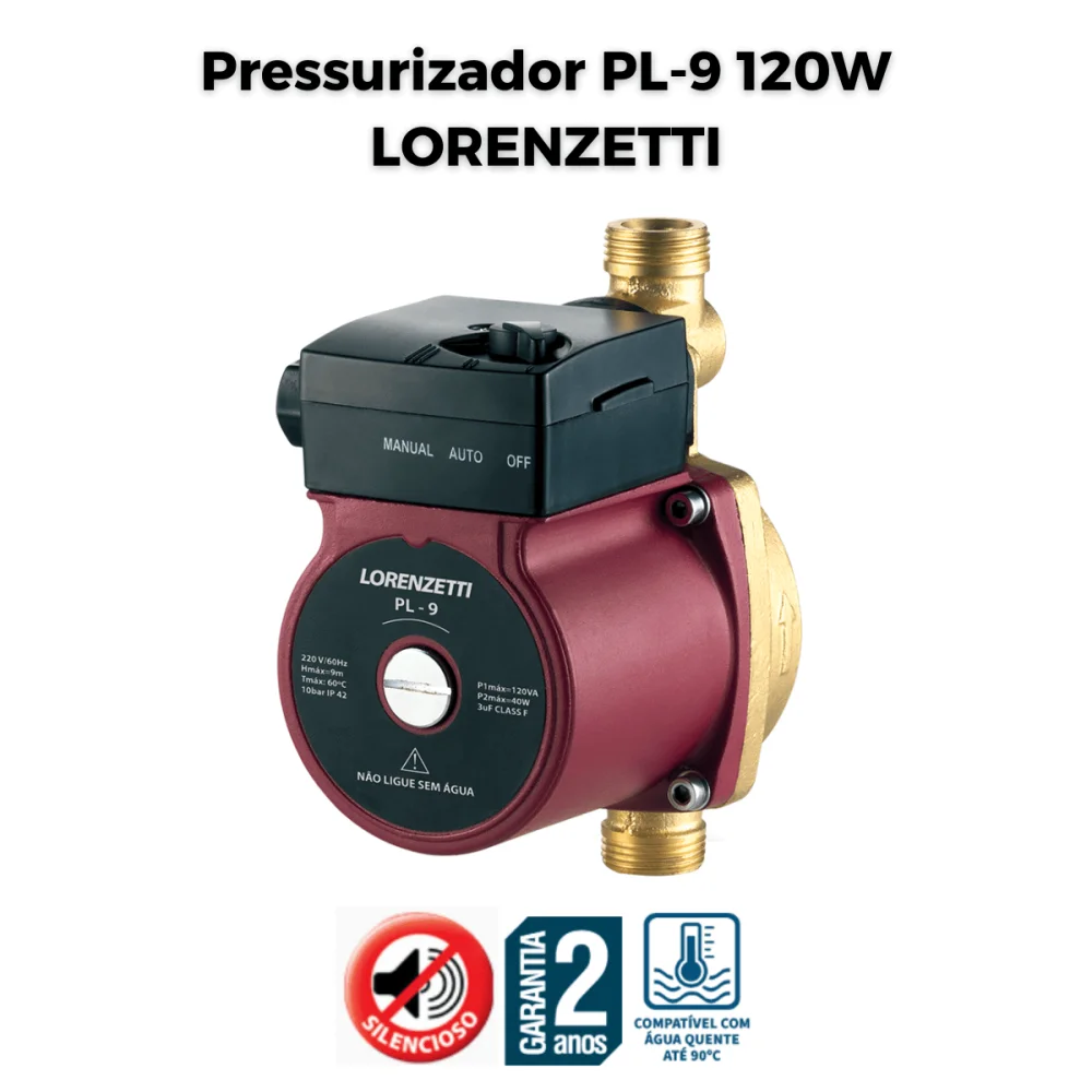 Pressurizador de Água PL9 120W 9mca Lorenzetti 220v