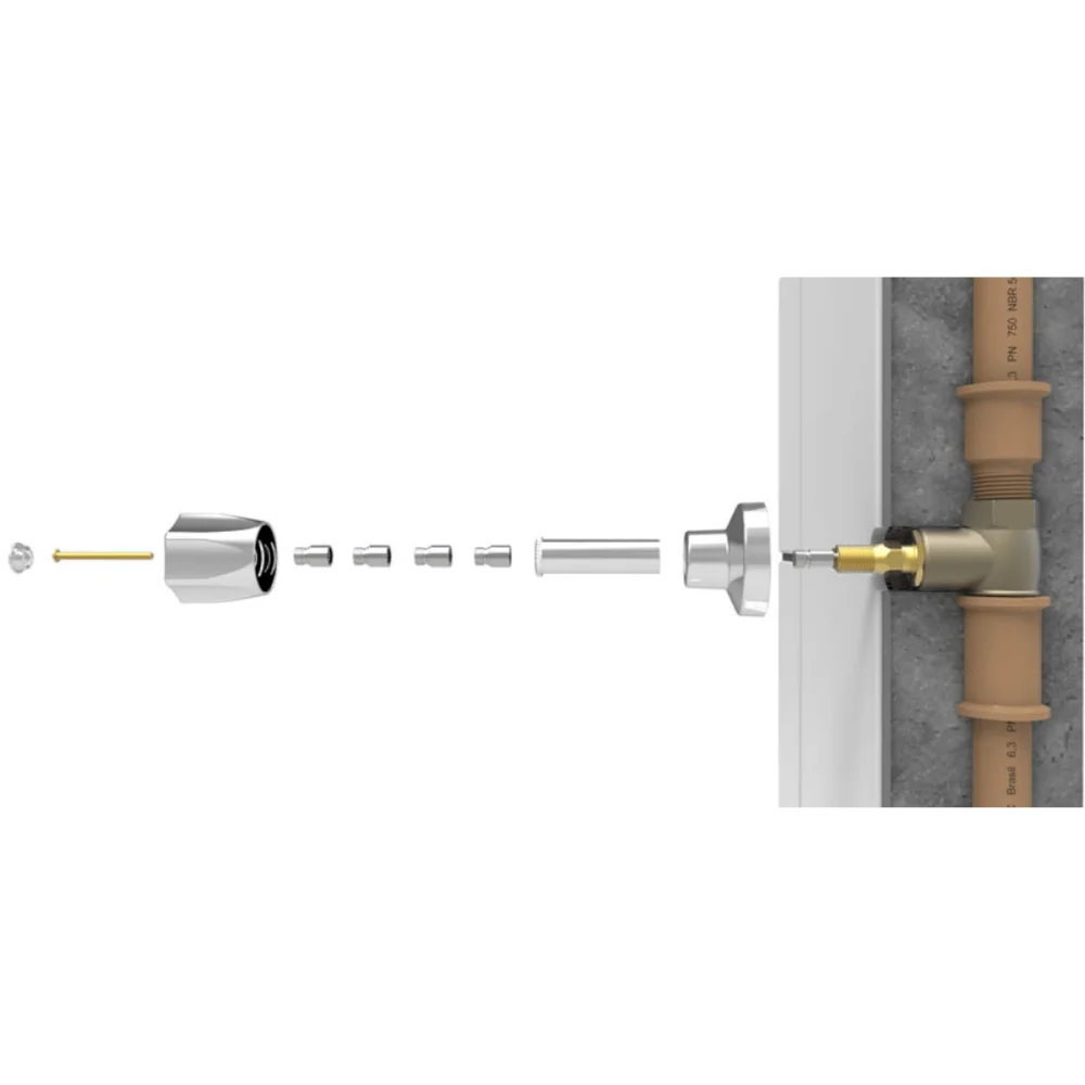 Prolongador Para Registro 40mm Padrão Deca e Similar ABS Cromado Blukit