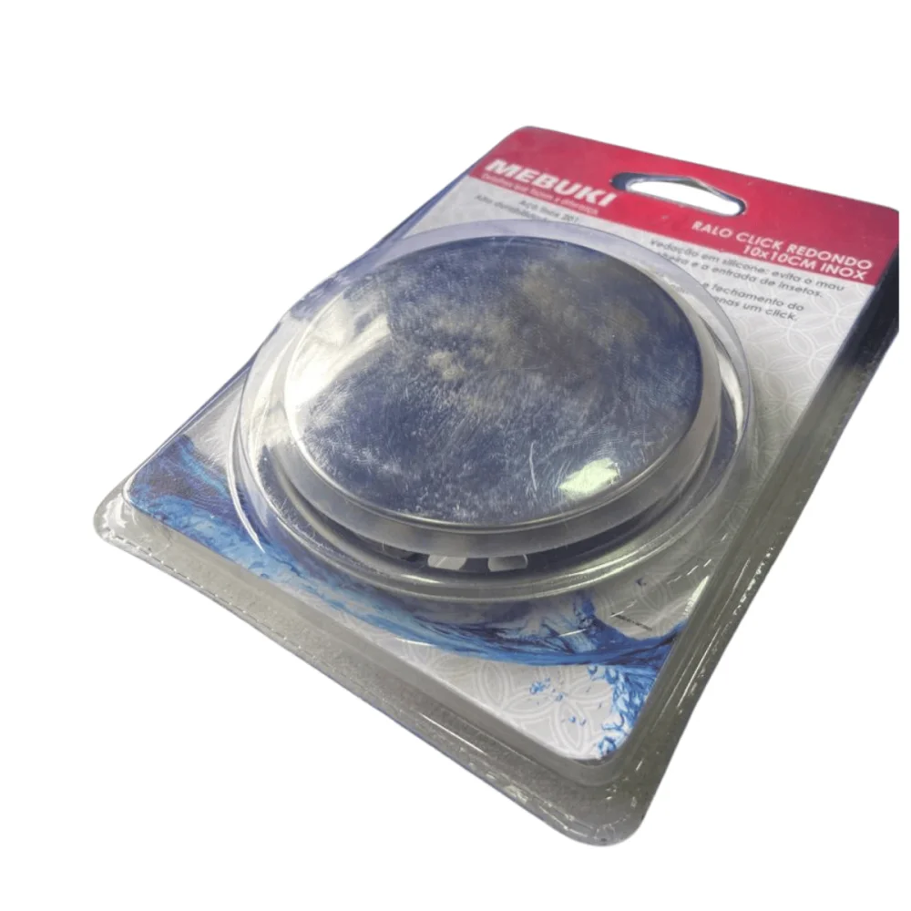Ralo Click Redondo 10cm x 10cm Aço Inox Mebuki