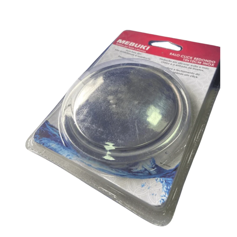 Ralo Click Redondo 10cm x 10cm Aço Inox Mebuki