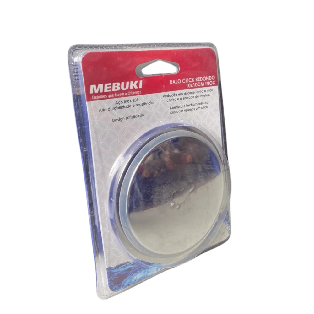 Ralo Click Redondo 10cm x 10cm Aço Inox Mebuki