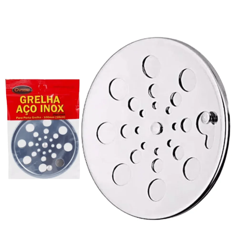 Kit 2 Grelhas Inox 10cm Redondo Tampa Abre Fecha