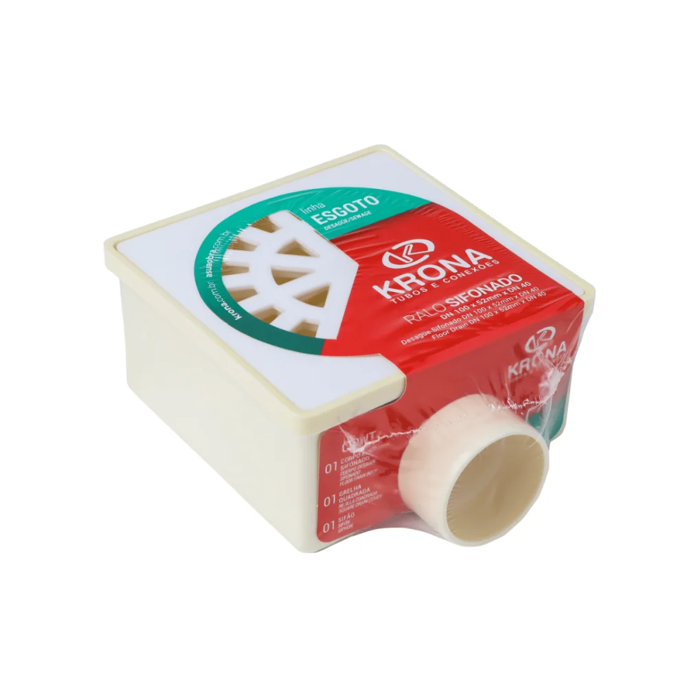 Ralo Sifonado Quadrado Branco 100x52mmx40 Krona