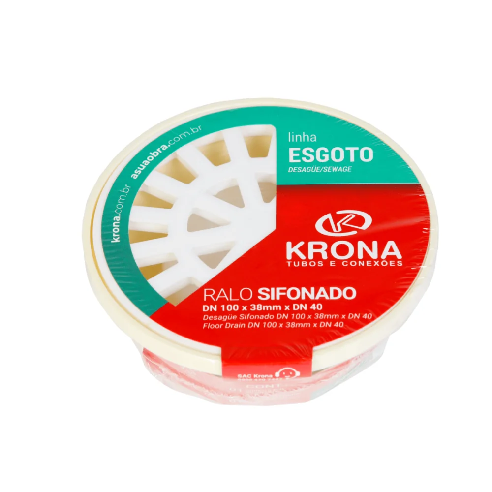 Ralo Sifonado Redondo Branco 100x38x40 Krona