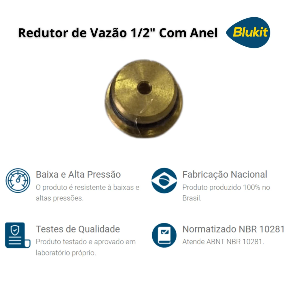 Redutor de Vazão Metal 1/2" Blukit Chuveiro Torneira