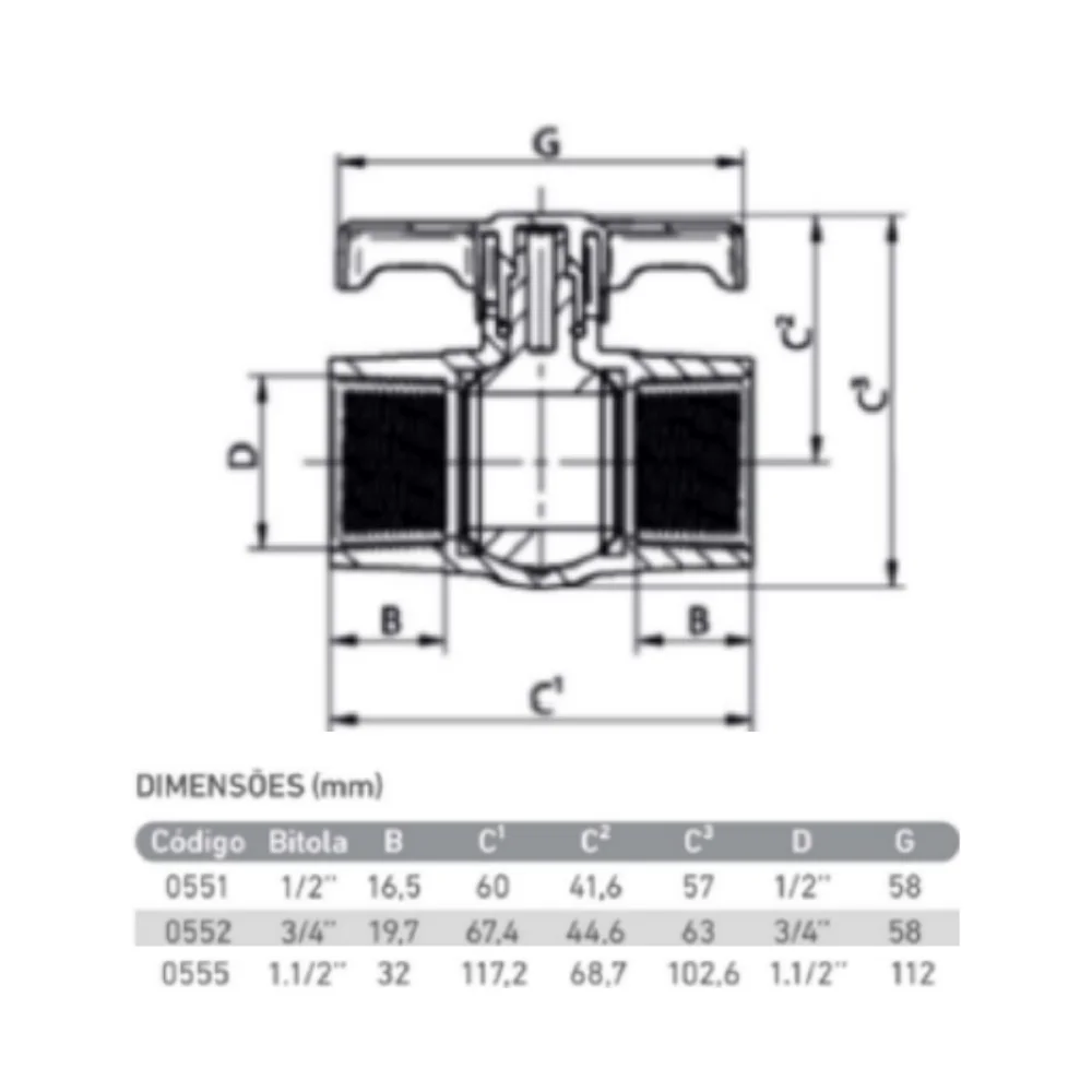 Registro De Esfera Com Rosca Interna 1.1/2" Krona