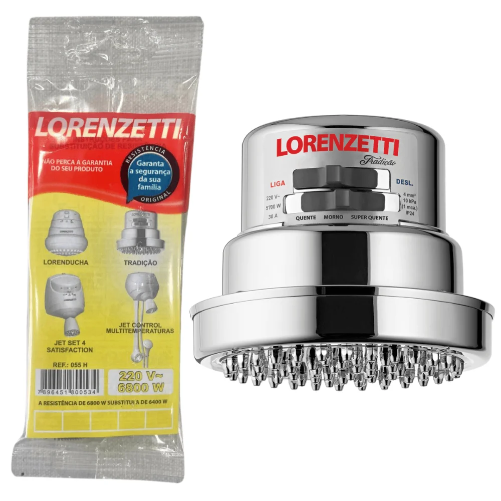 Resistência Para Chuveiro Tradição Lorenducha Jet4 e Jet Control 220v x 6800w Lorenzetti