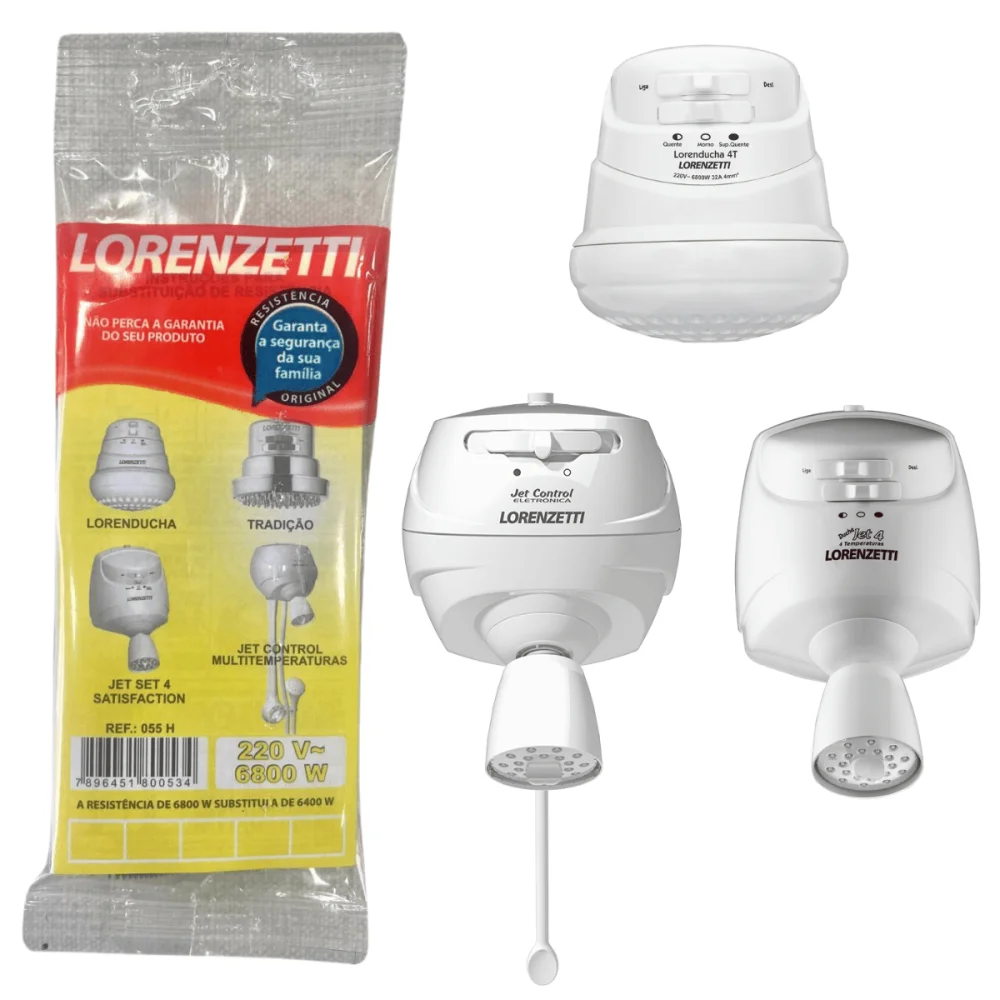 Resistência Para Chuveiro Tradição Lorenducha Jet4 e Jet Control 220v x 6800w Lorenzetti