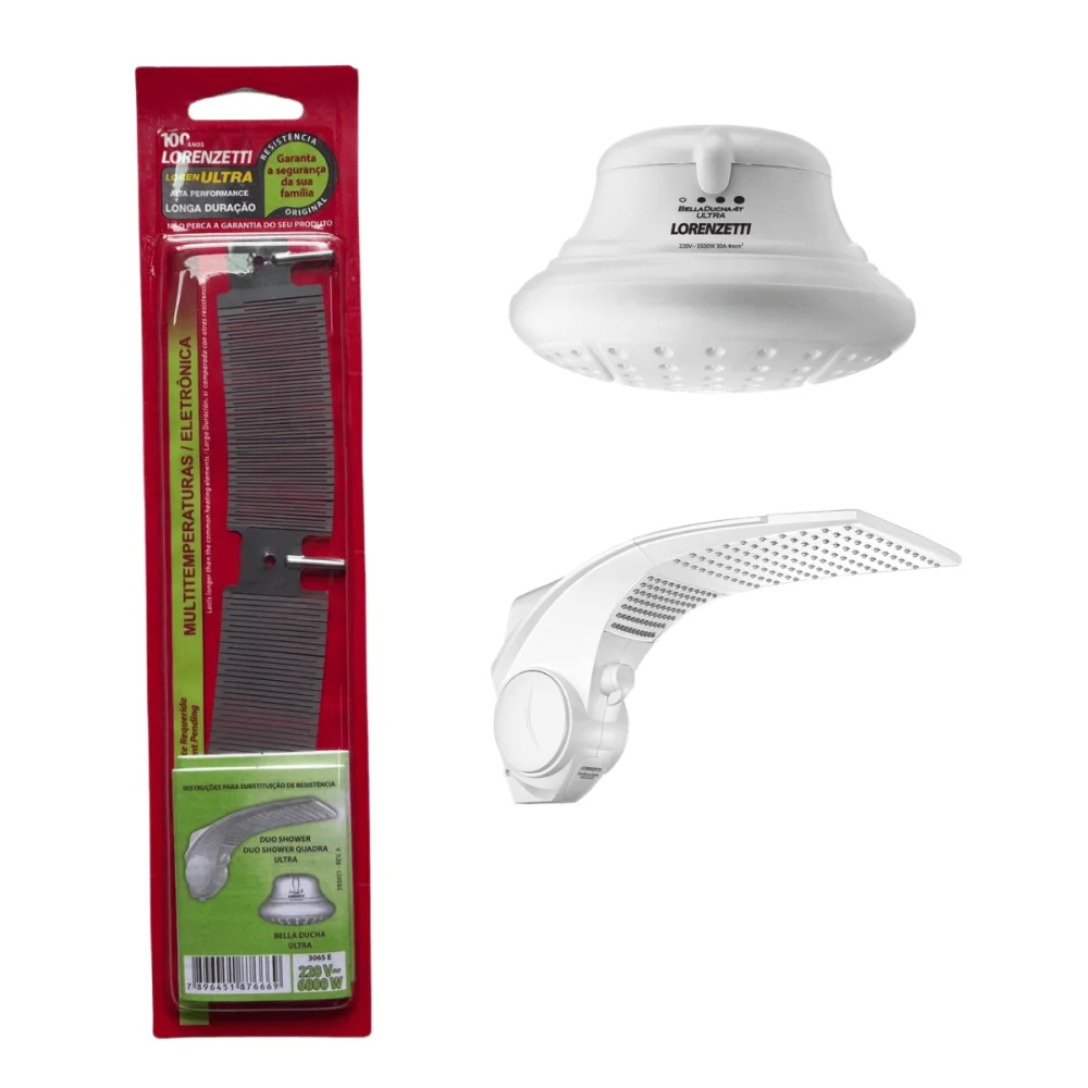 Resistência Bella Ducha 4T Ultra e Duo Shower Quadra Ultra 6800w 220v 3065E Lorenzetti