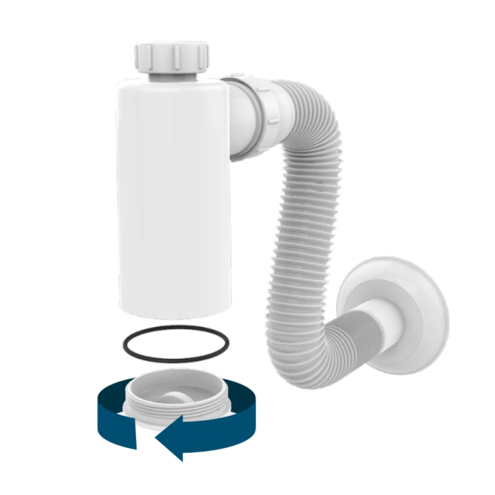 Sifão Sanfonado Com Copo Para Lavátorio PVC Branco Blukit