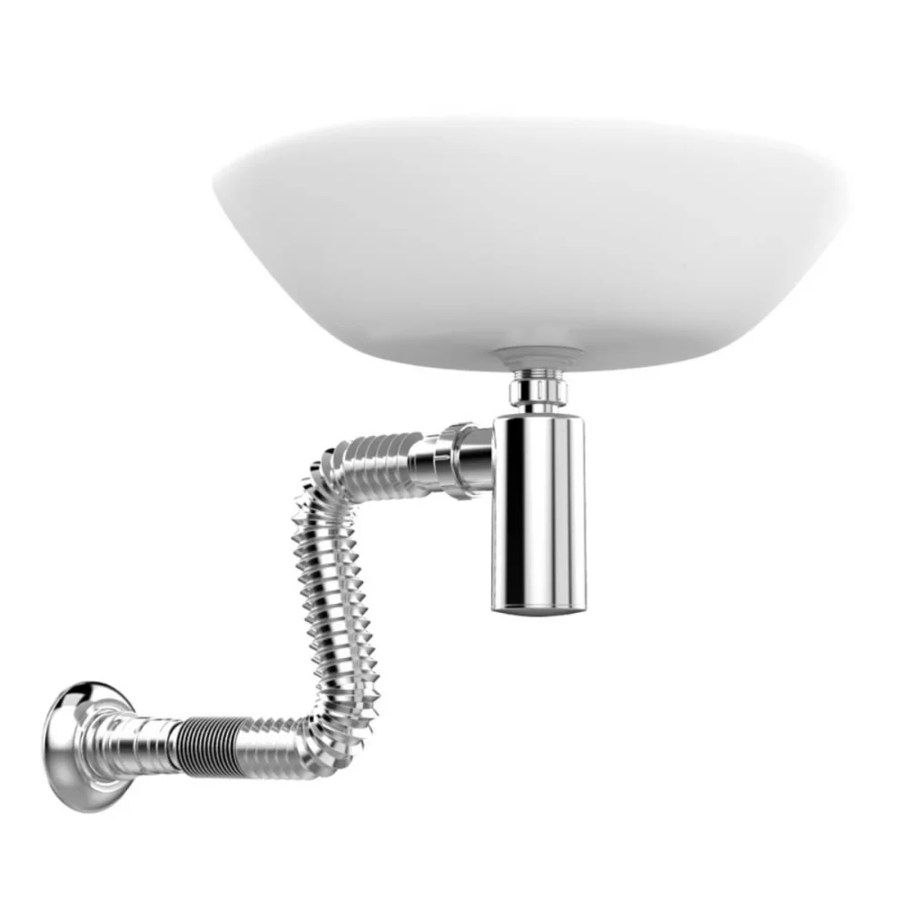 Sifão Sanfonado Com Copo Para Lavátorio PVC Cromado Blukit