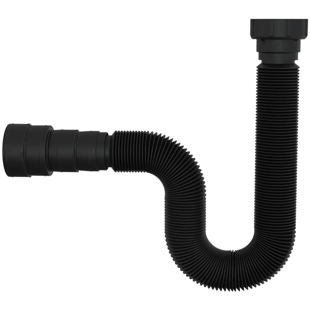 Sifão Tubo Extensivo Sanfonado 70cm Black(Preto) Com Canopla Blukit