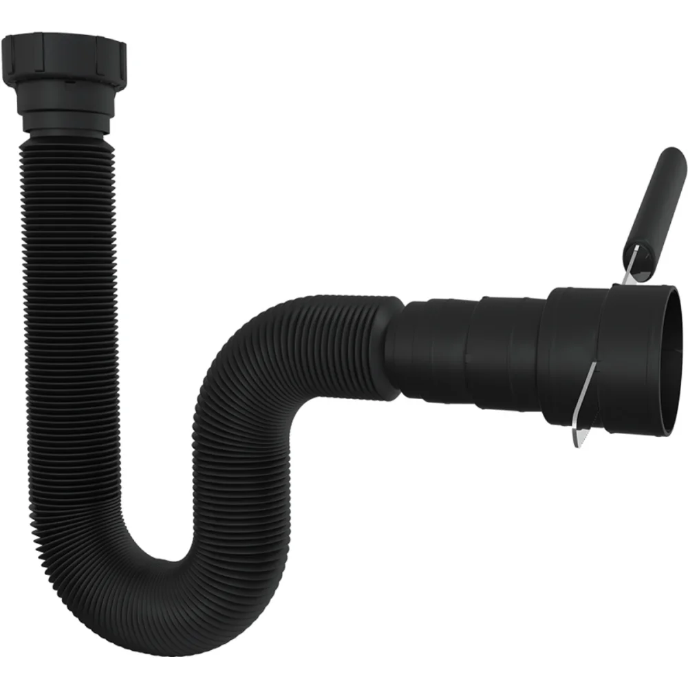 Sifão Tubo Extensivo Sanfonado 110cm Black(Preto) Com Canopla Blukit