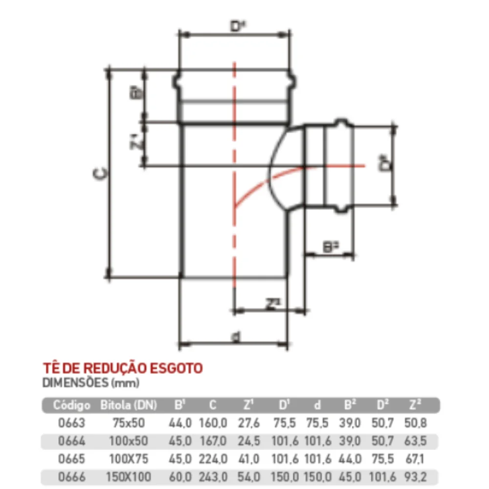 Te De Redução Esgoto 100x50mm Série Normal Krona