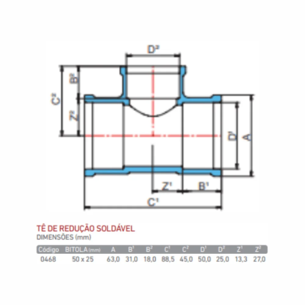 Te De Redução PVC Soldável Marrom 50x25mm Krona
