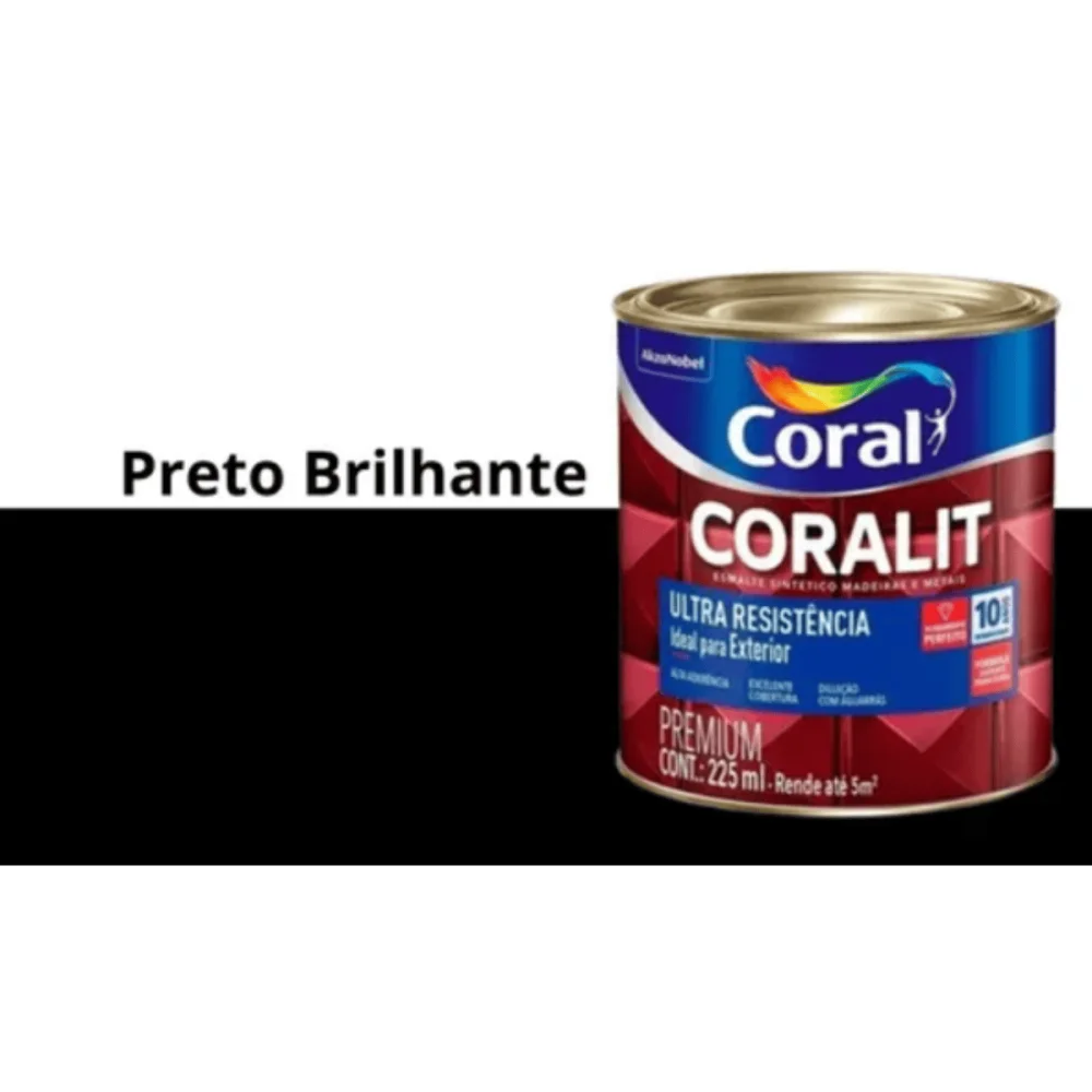 Tinta Esmalte Sintético Base Solvente Coralit Brilho Branco 225ml Coral