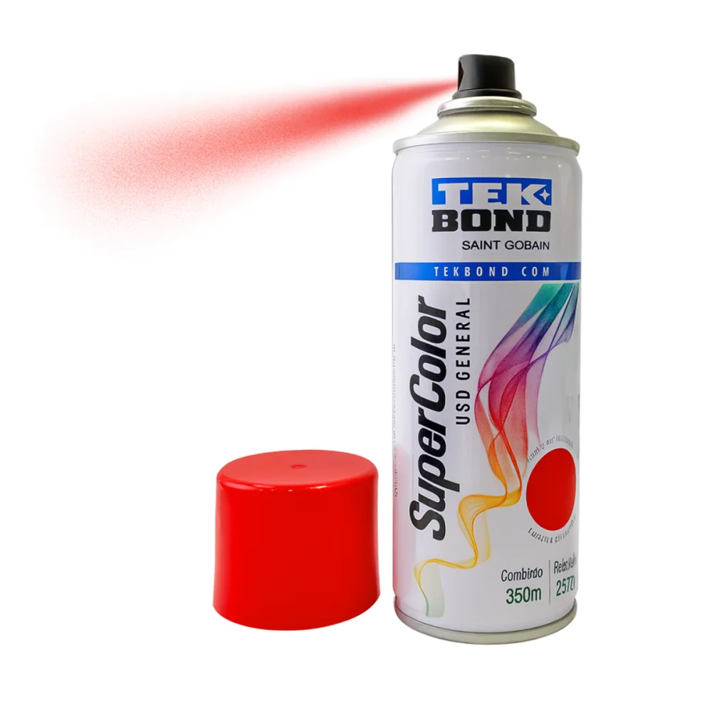 Tinta Spray Vermelha 350ml Tekbond Uso Geral Secagem Rápida