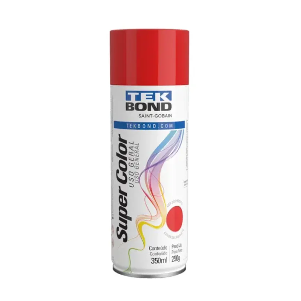 Tinta Spray Vermelha 350ml Tekbond Uso Geral Secagem Rápida