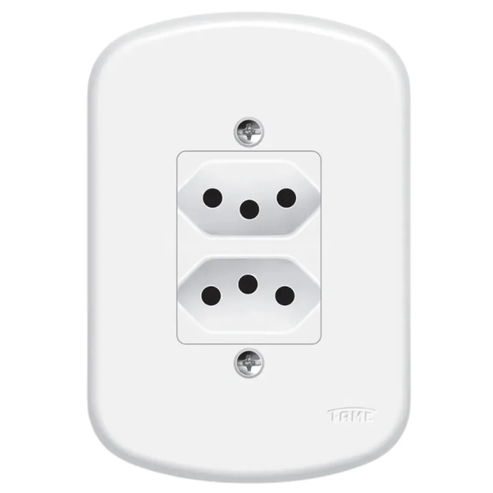 2 Tomadas 2P+T 10A/250v Distanciadas Blanc Ref 1353 Fame