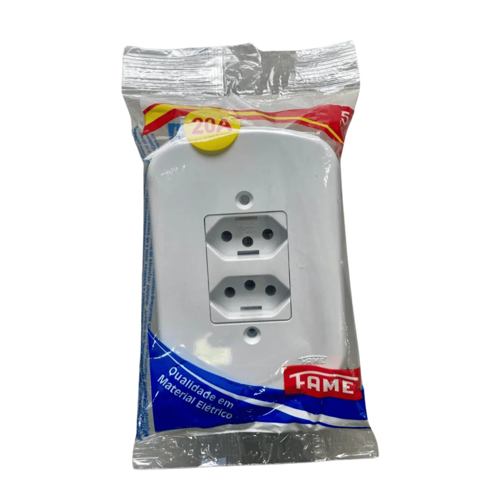2 Tomadas 2P+T 20A/250v Distanciadas Blanc Ref 1354 Fame