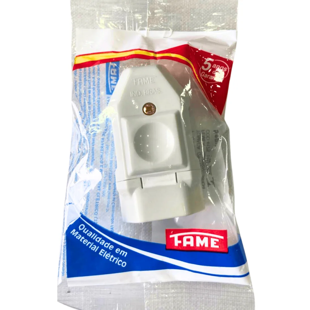 Tomada 2P+T 10A/250v Junção Fêmea Cinza Ref 4175 Fame