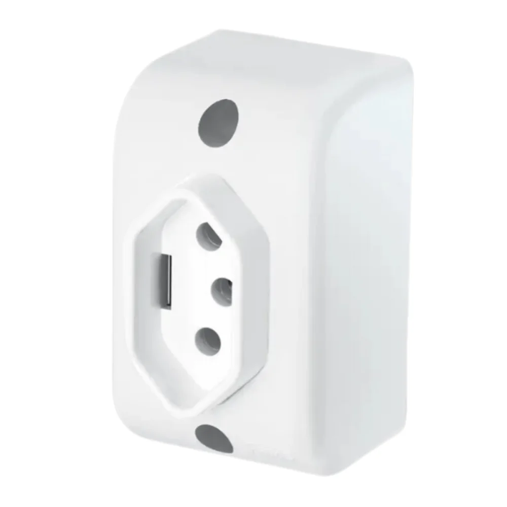 Tomada 2P+T 10A 250v Sobrepor Ref 2549 Fame