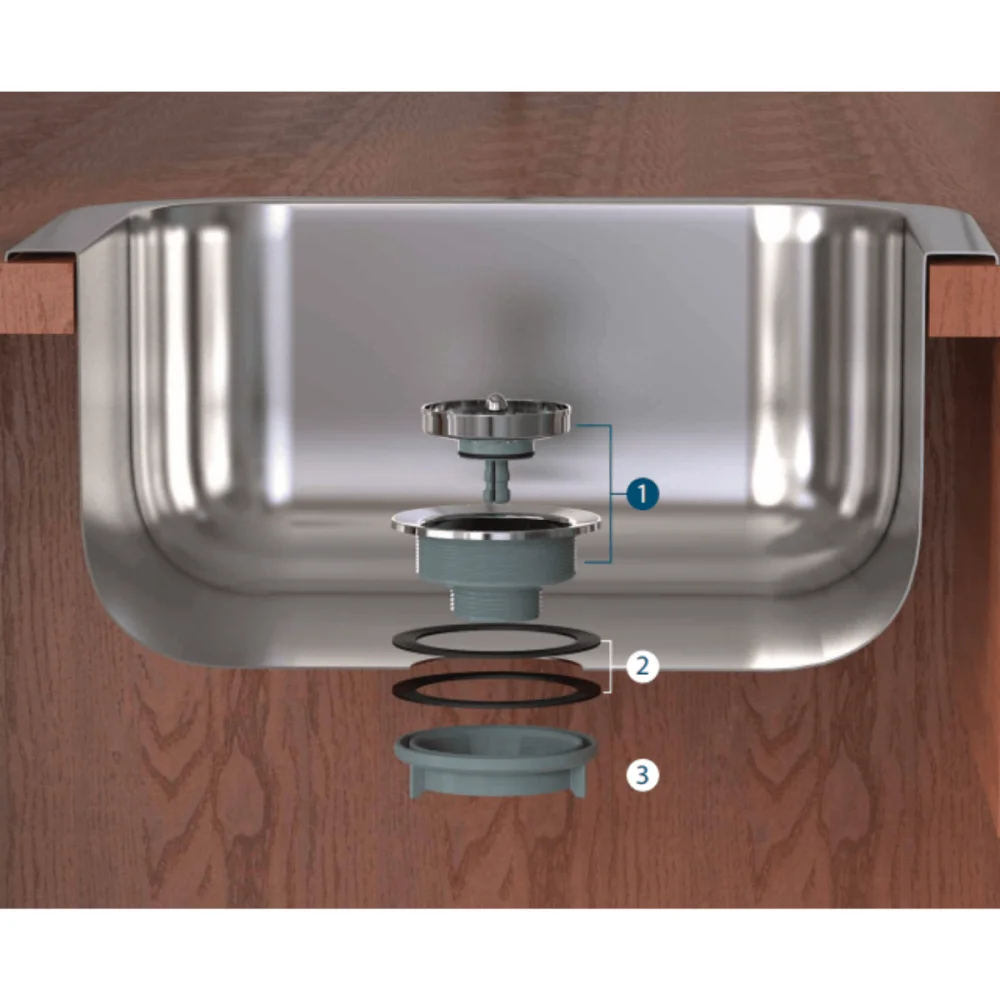 Válvula Para Escoamento Pia Americana Aba Aço Inox 3.1/2"x1.1/2" Blukit
