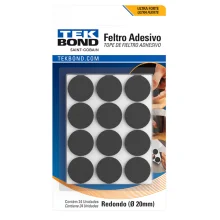 Feltro Adesivo Redondo 20mm Preto c/ 24 unidades Tekbond