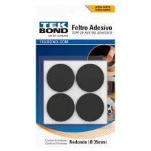 Feltro Adesivo Redondo 35mm Preto c/ 8 unidades Tekbond