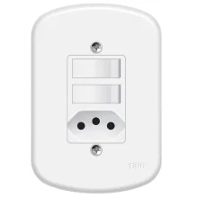 Interruptor 2 Teclas Simples 10A/250v e 1 Tomada 2P+T 20A/250v Blanc Ref 1364 Fame