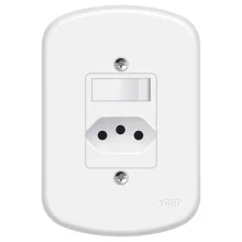 Interruptor 1 Tecla Simples 10A/250v e 1 Tomada 2P+T 10A/250v Blanc Ref 1357 Fame